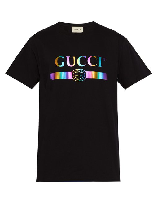Gucci Iridescent Logo T-shirt In Black 