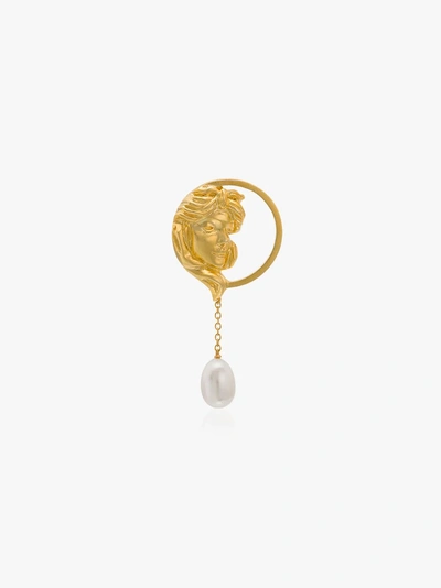 Shop Anissa Kermiche Gold-plated Madame Tallien Pearl Single Drop Earring