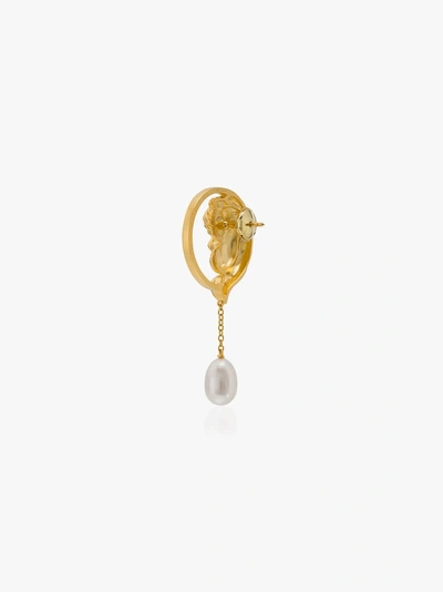 Shop Anissa Kermiche Gold-plated Madame Tallien Pearl Single Drop Earring