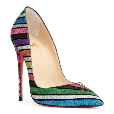 Shop Christian Louboutin So Kate 120 Stripy Glitter Suede Pumps In Multi/glitter