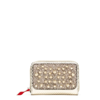 Shop Christian Louboutin Panettone Glitter Leather Coin Purse In Pink/glitter