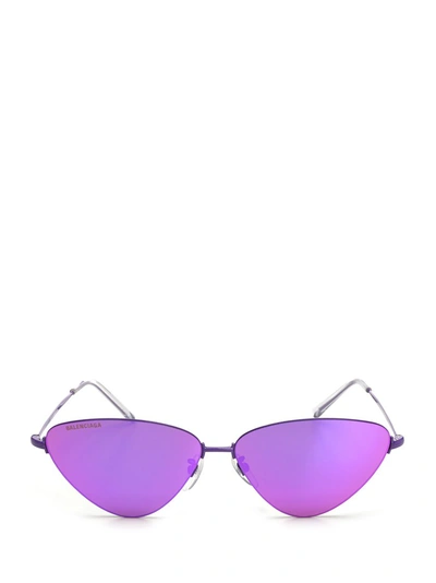 Shop Balenciaga Invisible Cat Sunglasses In Purple
