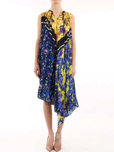 Shop Balenciaga Scarf Printed Dress In Multi
