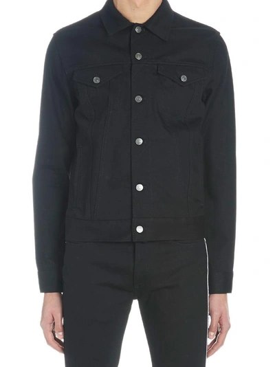 Shop Givenchy Logo Band Denim Jacket In Black