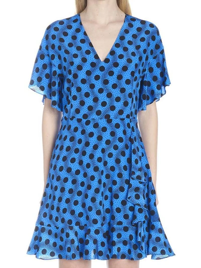 Shop Kenzo Flared Sleeve Mini Dress In Blue