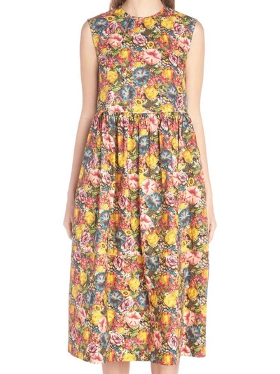 Shop Marni Floral Printed Sleeveless Dress In Multi