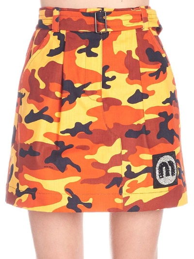 Shop Miu Miu Camouflage Skirt In Orange
