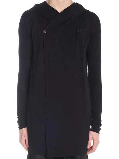 Shop Rick Owens Hooded Cardigan In Black