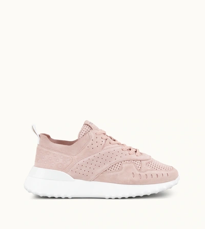Shop Tod's Sneakers In Suede In Pink