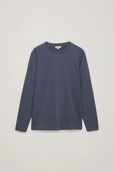 Shop Cos Long-sleeved Brushed-cotton T-shirt In Blue