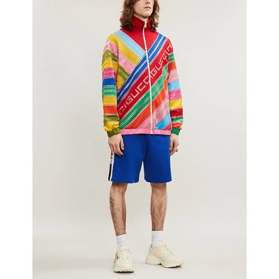 Shop Gucci Crystal-embellished Striped Woven Jacket In Multi