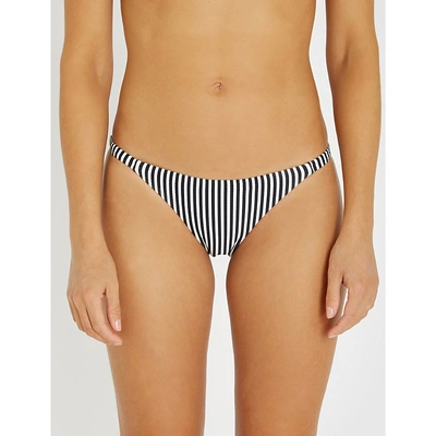 Shop Asceno Striped Bikini Bottoms In Jet Black Dense Line