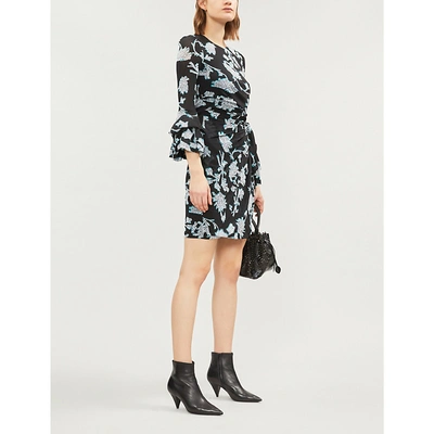 Shop Diane Von Furstenberg Faridah Mesh Dress In Sequin Flower Black