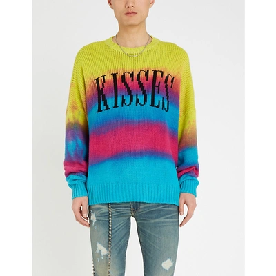 Shop Amiri Kisses Intarsia Cotton-blend Knitted Jumper In Rainbow