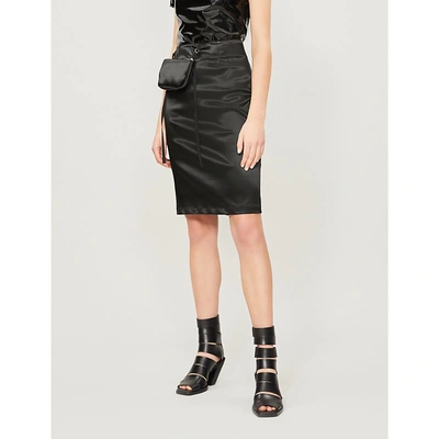 Shop Alyx Pouch-detail Waist-tie Satin Skirt In Black