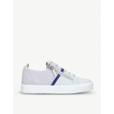 Shop Giuseppe Zanotti Two-tone Leather And Suede Trainers In White