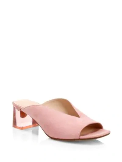 Shop Kate Spade Caila Leather Clear Heel Sandals In Pink