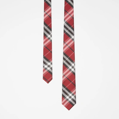 Shop Burberry Modern Cut Vintage Check Silk Tie In Bright Red