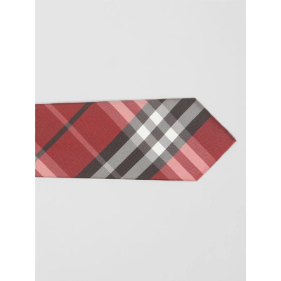 Shop Burberry Modern Cut Vintage Check Silk Tie In Bright Red