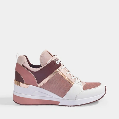 Michael Michael Kors | Georgie High Heel Sneakers In Pink Leather, Small  Air Mesh And Metallic Nappa | ModeSens