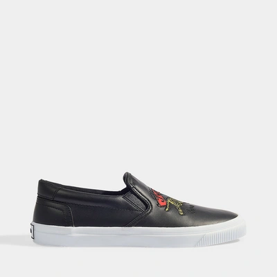 Shop Kenzo | K-skate Jumping Tiger Sneakers In Black Calf Leather