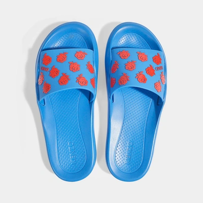 Shop Kenzo | Roses Pool Slides In Blue And Red Pvc