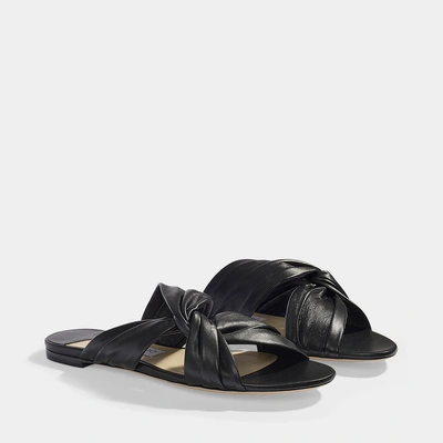 Shop Jimmy Choo | Lela Flat Sandals In Black Nappa Leather
