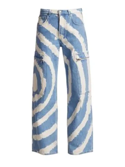 Shop Ganni Mid-rise Wide-leg Washed Jeans In Bleach Tie Dye