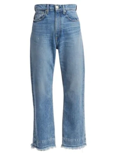 Shop Rag & Bone Ruth Super High-rise Frayed Hem Jeans In Baby