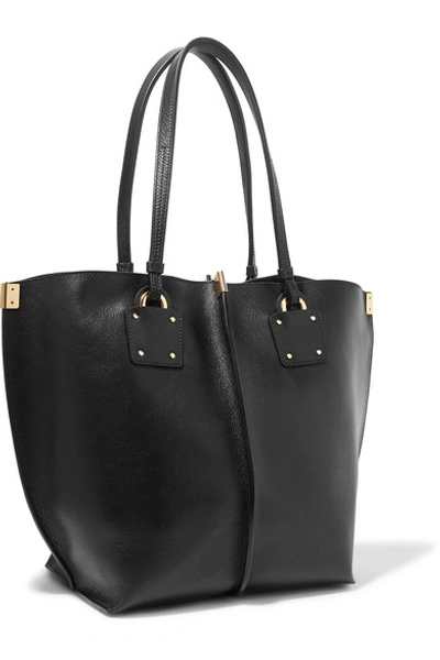 Shop Chloé Vick Textured-leather Tote In Black
