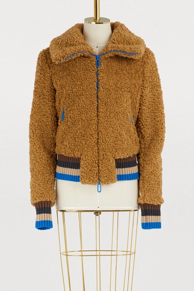 Shop Marco De Vincenzo Faux Fur Jacket In Camel