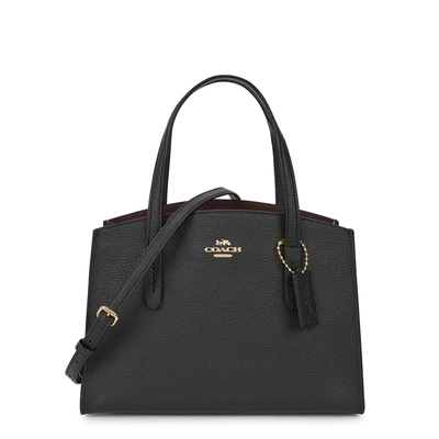 Shop Coach Charlie 28 Black Leather Top Handle Bag