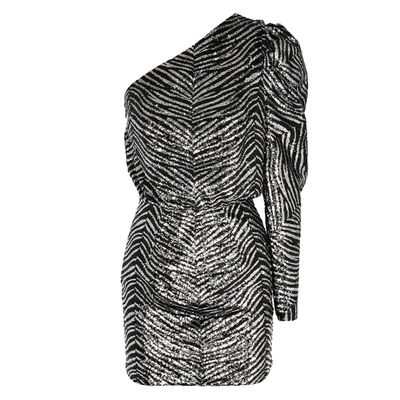 Shop Alexandre Vauthier Zebra-sequin One-shoulder Mini Dress