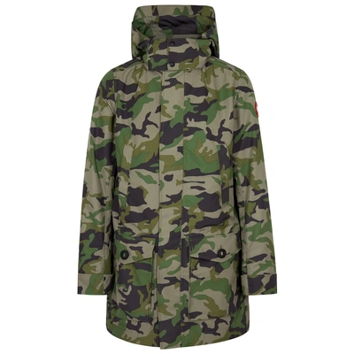 Shop Canada Goose Crew Camouflage Shell Coat, Green And Charcoal, Coat