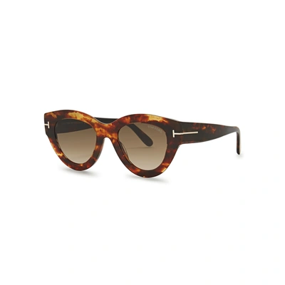 Shop Tom Ford Slater Tortoiseshell Cat-eye Sunglasses