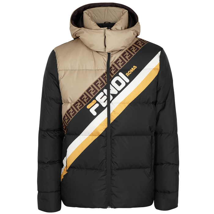 Fendi Logo-print Quilted Shell Jacket In Black | ModeSens