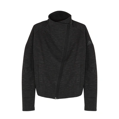 Shop Adidas Training Htr Charcoal Cotton-blend Jacket In Black