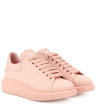 Shop Alexander Mcqueen Leather Sneakers In Pink