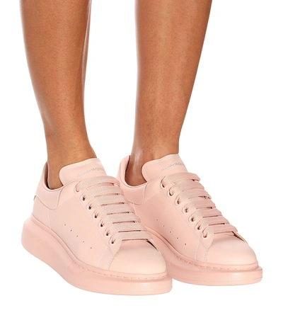 Shop Alexander Mcqueen Leather Sneakers In Pink