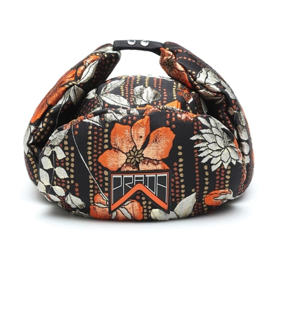 Shop Prada Brocade Trapper Hat In Orange