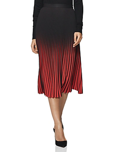 Reiss Marlie Pleated Ombre Skirt In Red/black | ModeSens