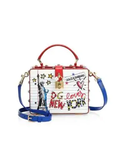 Shop Dolce & Gabbana Statue Of Liberty Graphic Leather Crossbody Bag In Multi