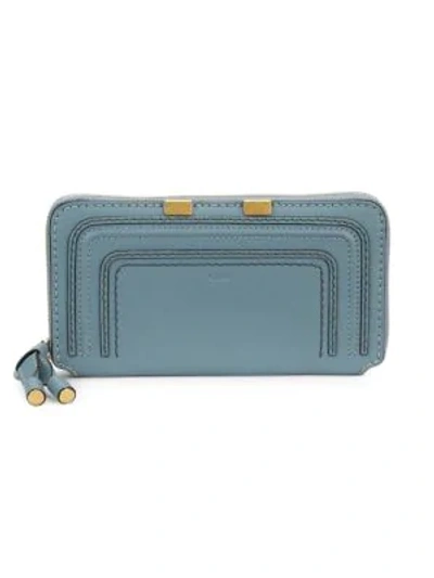 Shop Chloé Marcie Leather Zip-around Wallet In Dark Blue