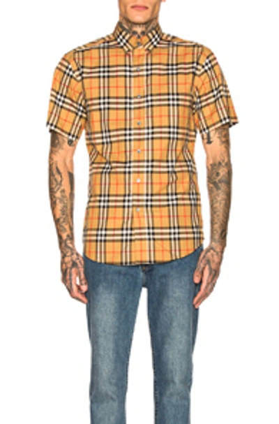 Shop Burberry Vintage Check Shirt In Antique Yellow Check