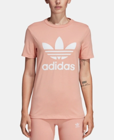 Shop Adidas Originals Adicolor Cotton Trefoil T-shirt In Dust Pink