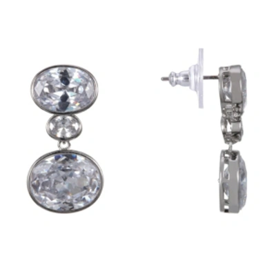 Shop Nina Horizontal Oval Earrings In Silver