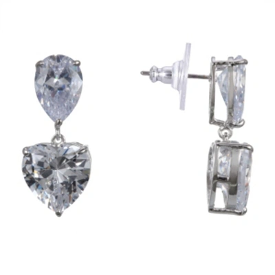 Shop Nina Heart Cubic Zirconia Earrings In Silver