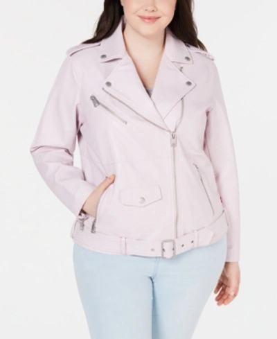 Shop Levi's Trendy Plus Size Faux-leather Oversized Moto Jacket In Blush