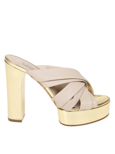 Shop Casadei Sandal Manu In Nappa Color Ecru In Ecrù/ Gold