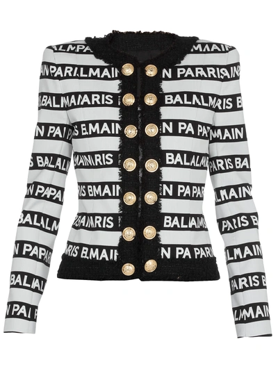 Shop Balmain Cotton Jacket In Black/white
